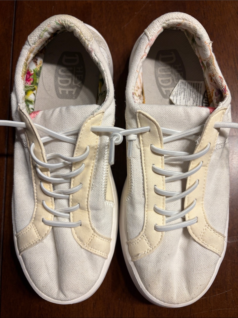 Hey Dude Off-White Canvas Sneakers with Cream Accents